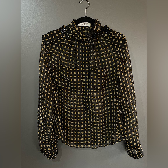 Yves Saint Laurent Sheer Polka Dot Blouse - Picture 3 of 8